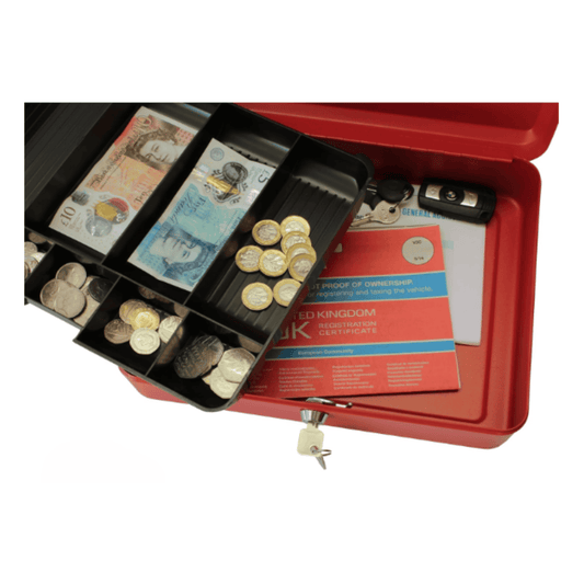 Caja de seguridad Acero Metálica Portátil Bandeja Monedas