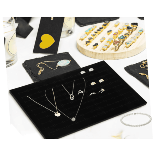 Caja Exhibidora para 100 Anillos y joyas forrada Terciopelo Negro