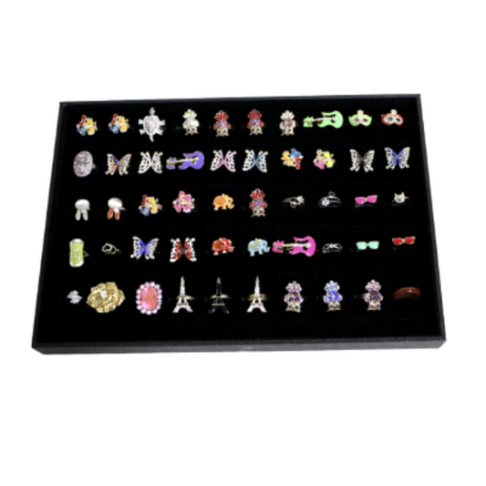 Caja Exhibidora para 100 Anillos y joyas forrada Terciopelo Negro