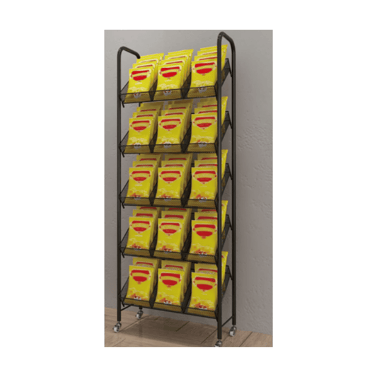 Canasto Exhibidor Inclinado 5 Niveles Con Ruedas Estante multifuncional