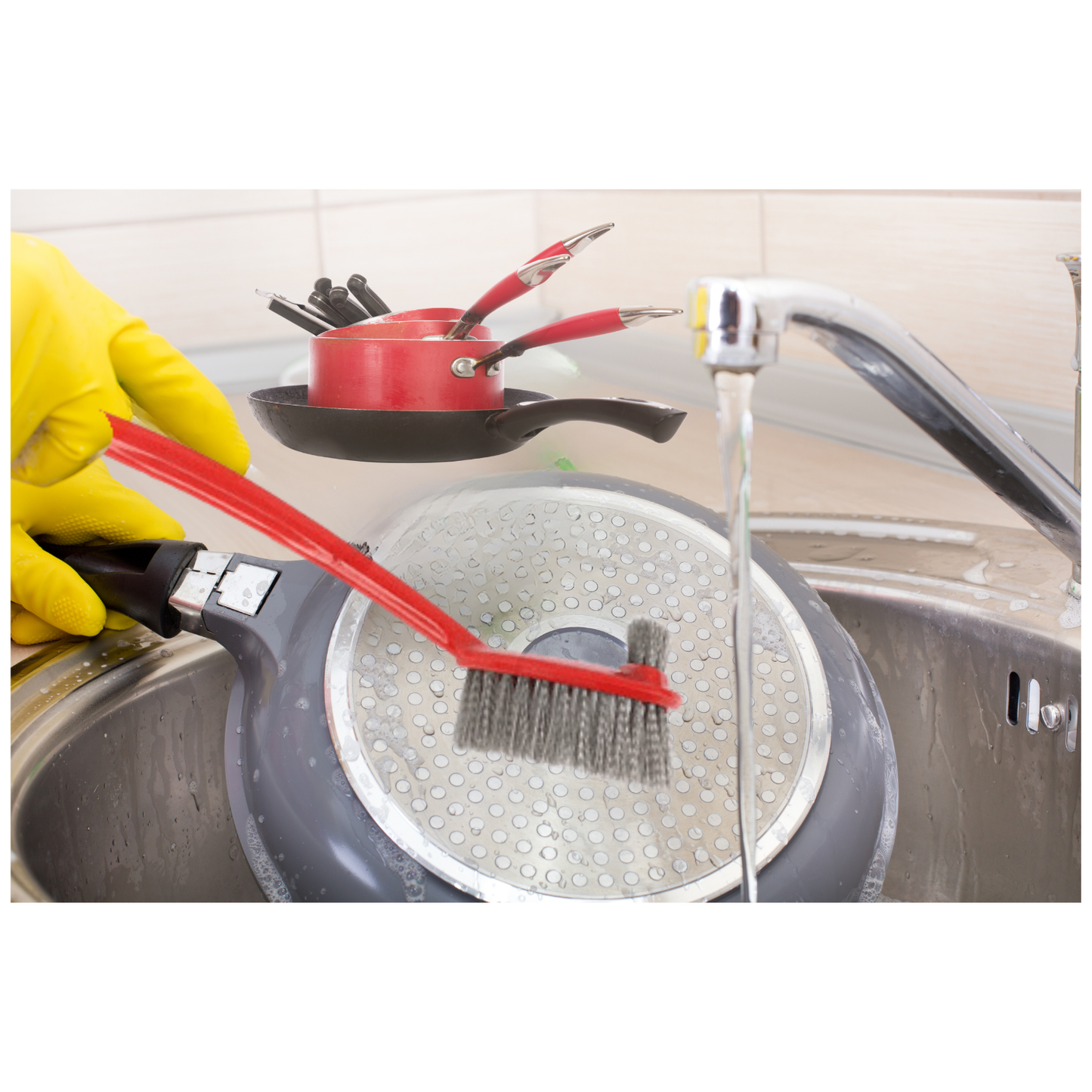 Escobilla Limpieza de Baño Doble Cepillo 44cm