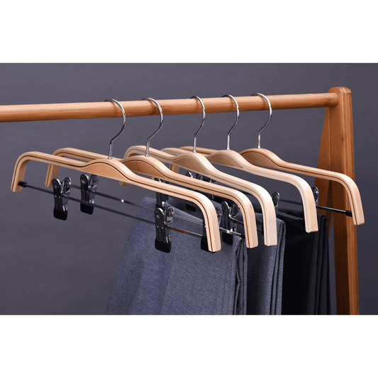 Colgadores de ropa Pantalón Con Perrito pinza Madera Bambú