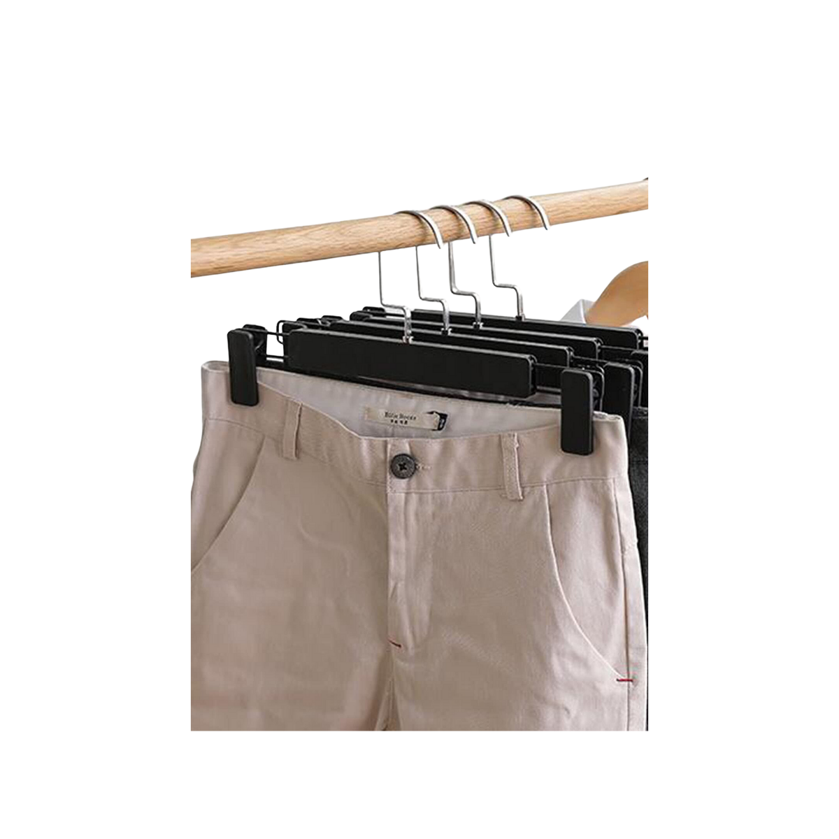 Pack X5 Colgador De Plástico Negro Para Pantalón Venzhop
