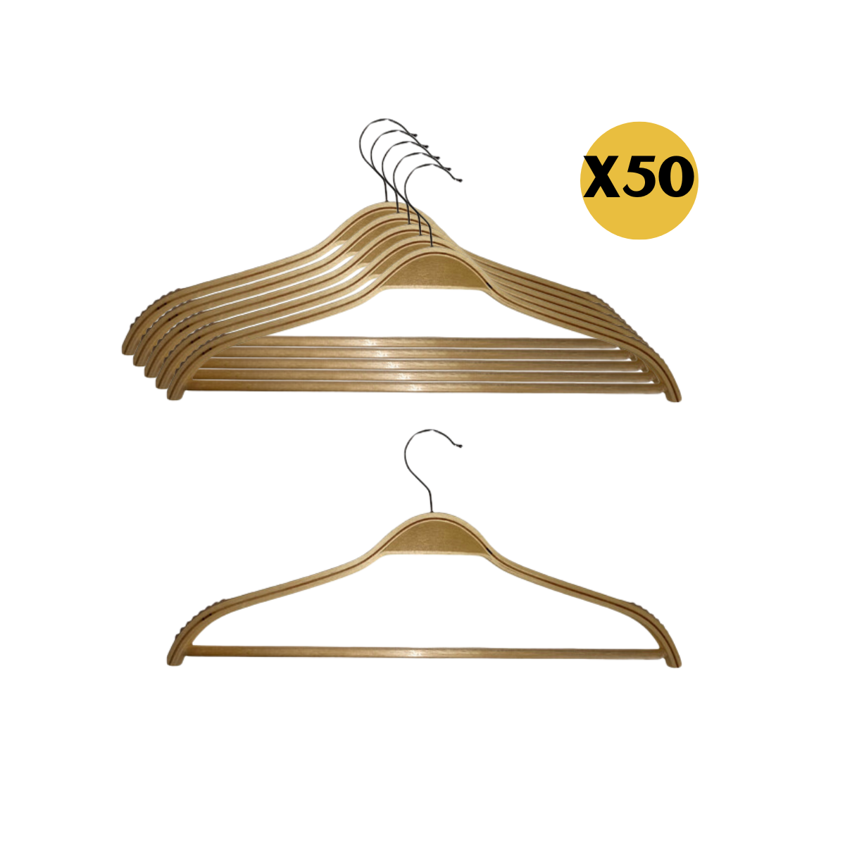 Colgador De Ropa Poleras Madera Bambú Antideslizante