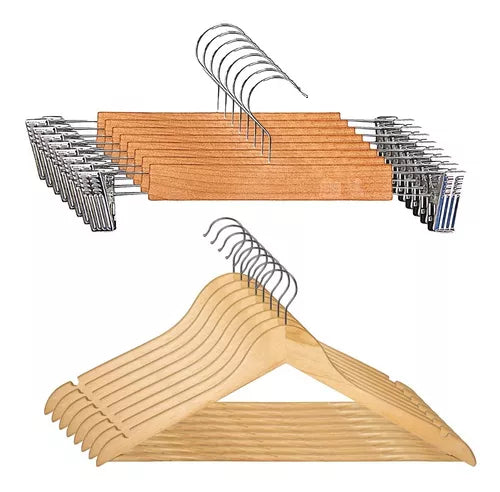 Colgador De ropa Madera para Pantalón y Poleras