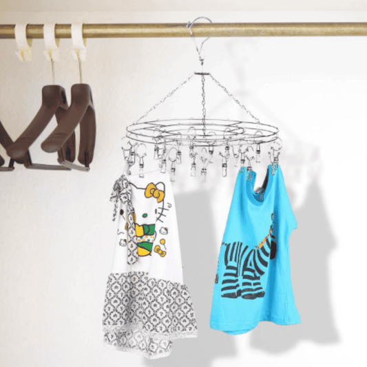 Colgador Redondo Giratorio Metal Con Pinzas inoxidables