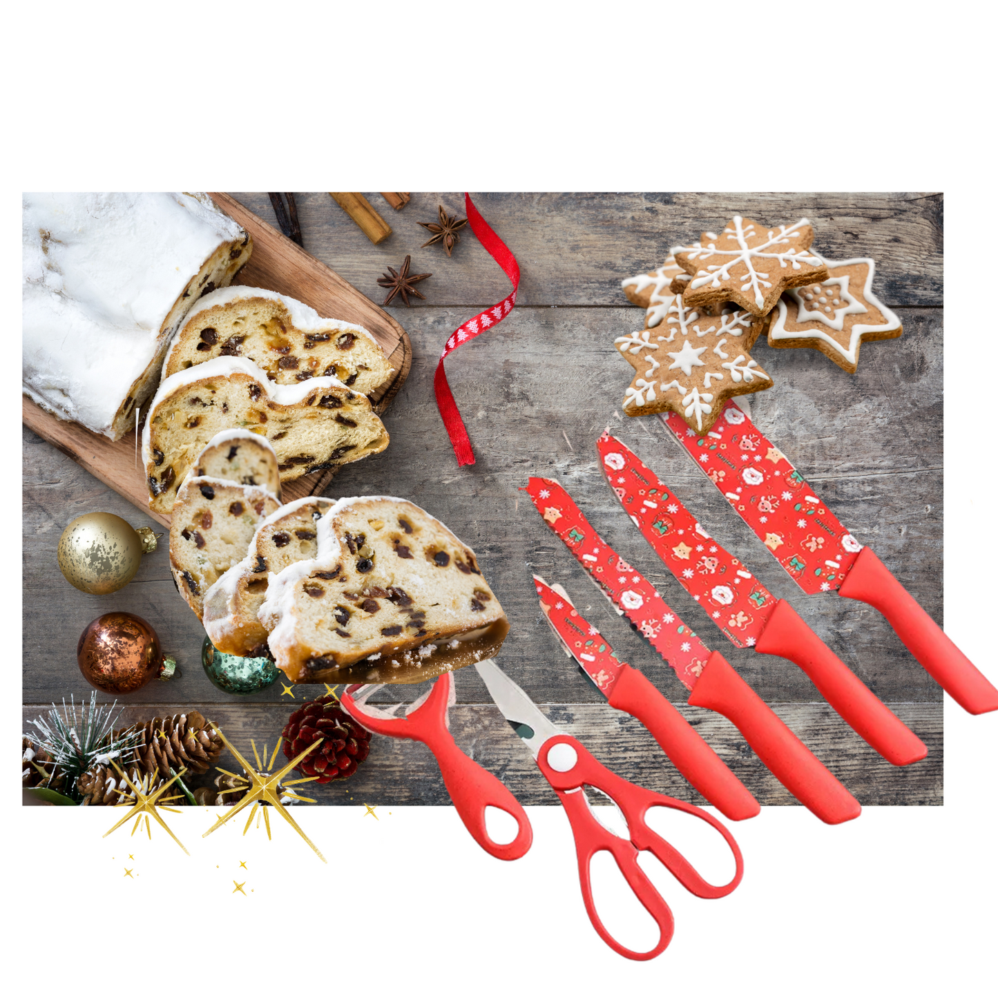 Set de Cuchillos Completos Diseño Navideño