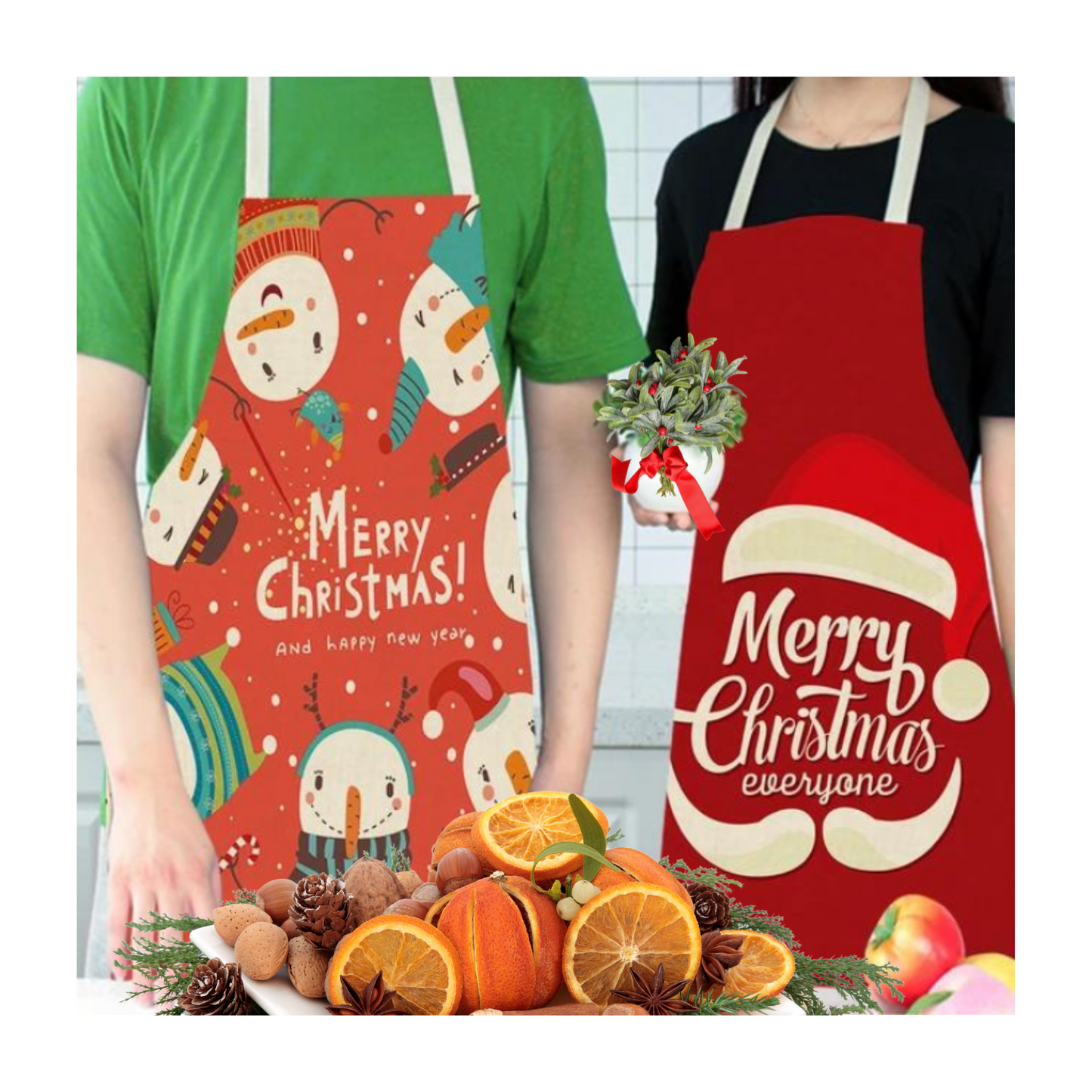 Delantal de Cocina Tela Estampado Diseño Navideño