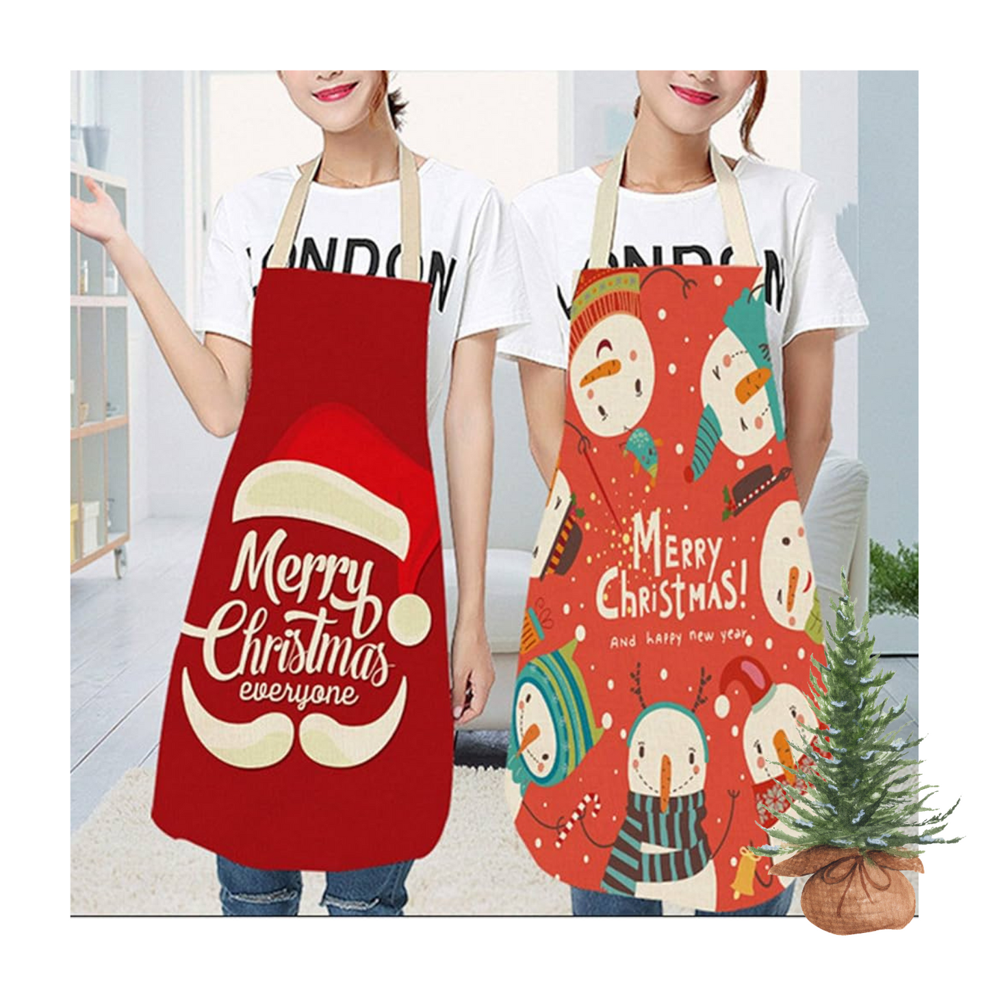 Delantal de Cocina Tela Estampado Diseño Navideño