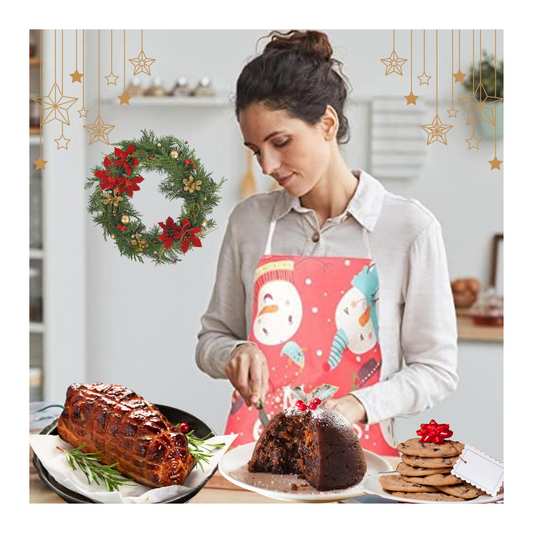 Delantal de Cocina Tela Estampado Diseño Navideño