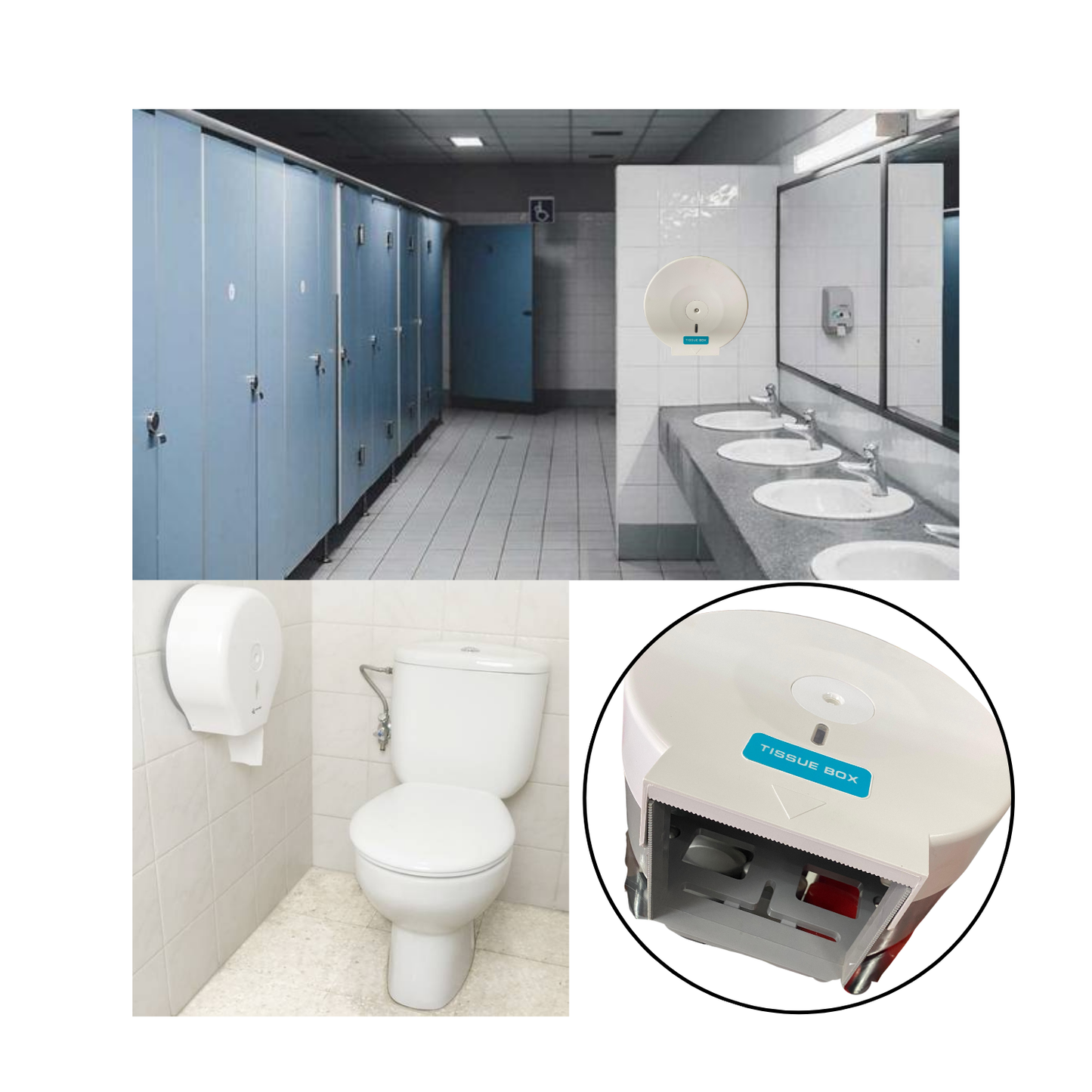 Dispensador de Papel Higiénico Industrial de Plástico