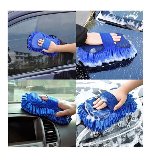 Esponja Guante Limpia Lava Auto Microfibra Chenille Quita Polvo