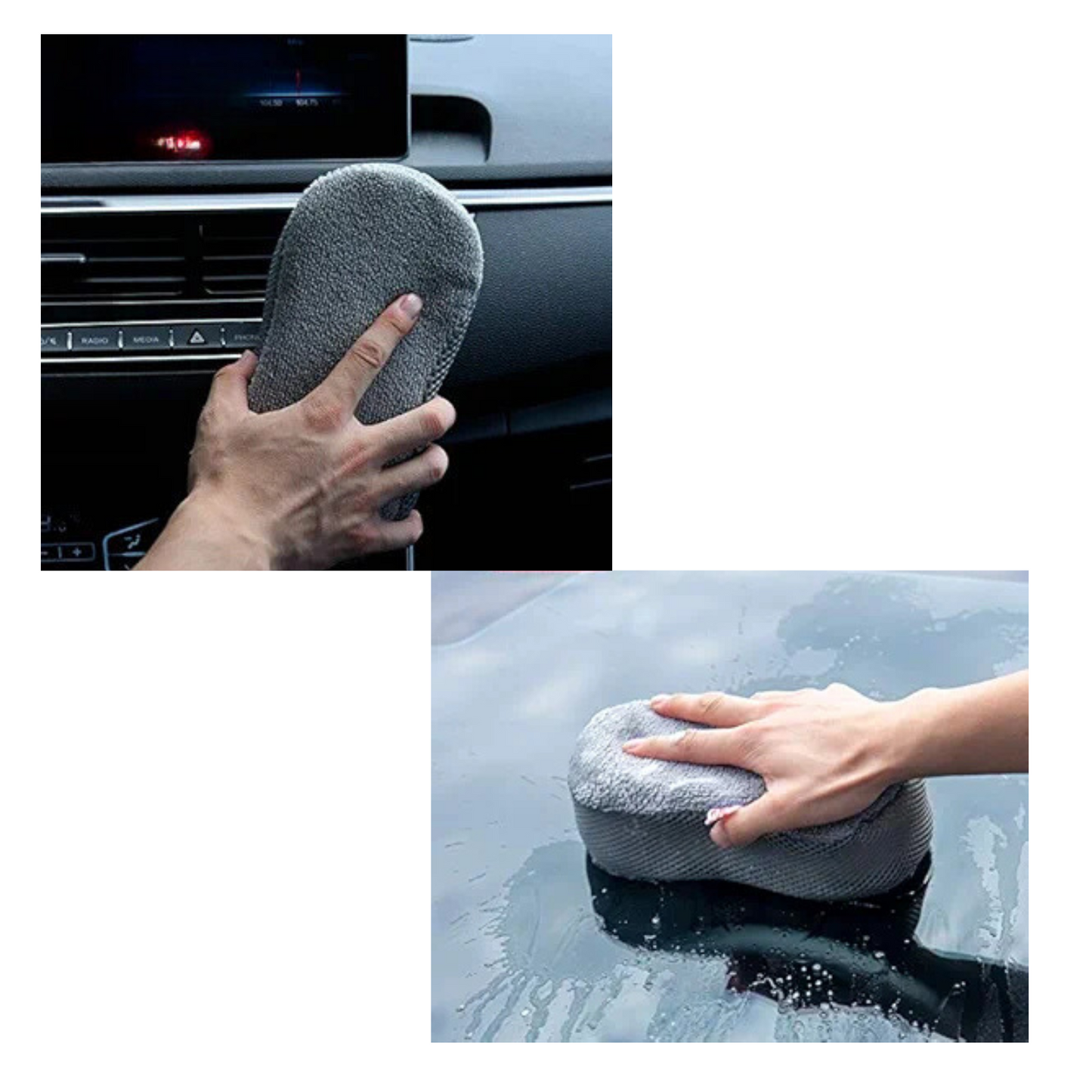 Esponja Microfibra 2en1 Limpia y Pule Doble Cara Lavado de Autos 21.5cm