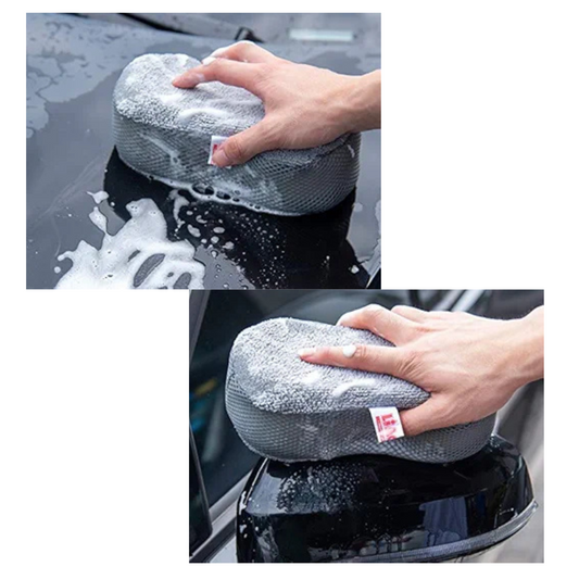Esponja Microfibra 2en1 Limpia y Pule Doble Cara Lavado de Autos 21.5cm
