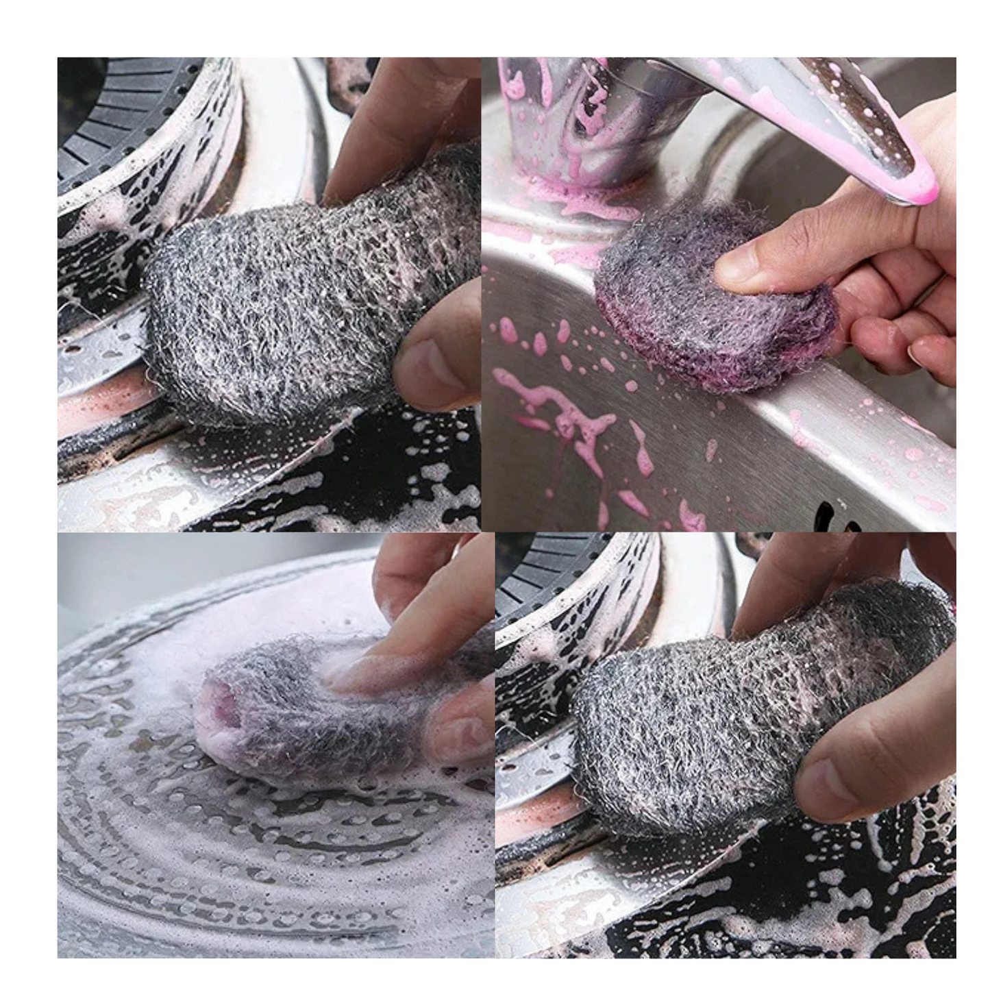 Estropajo Virutilla de Metal Almohadillas Relleno de Jabón de Lana Acero 6 piezas Resistentes 6x8cm