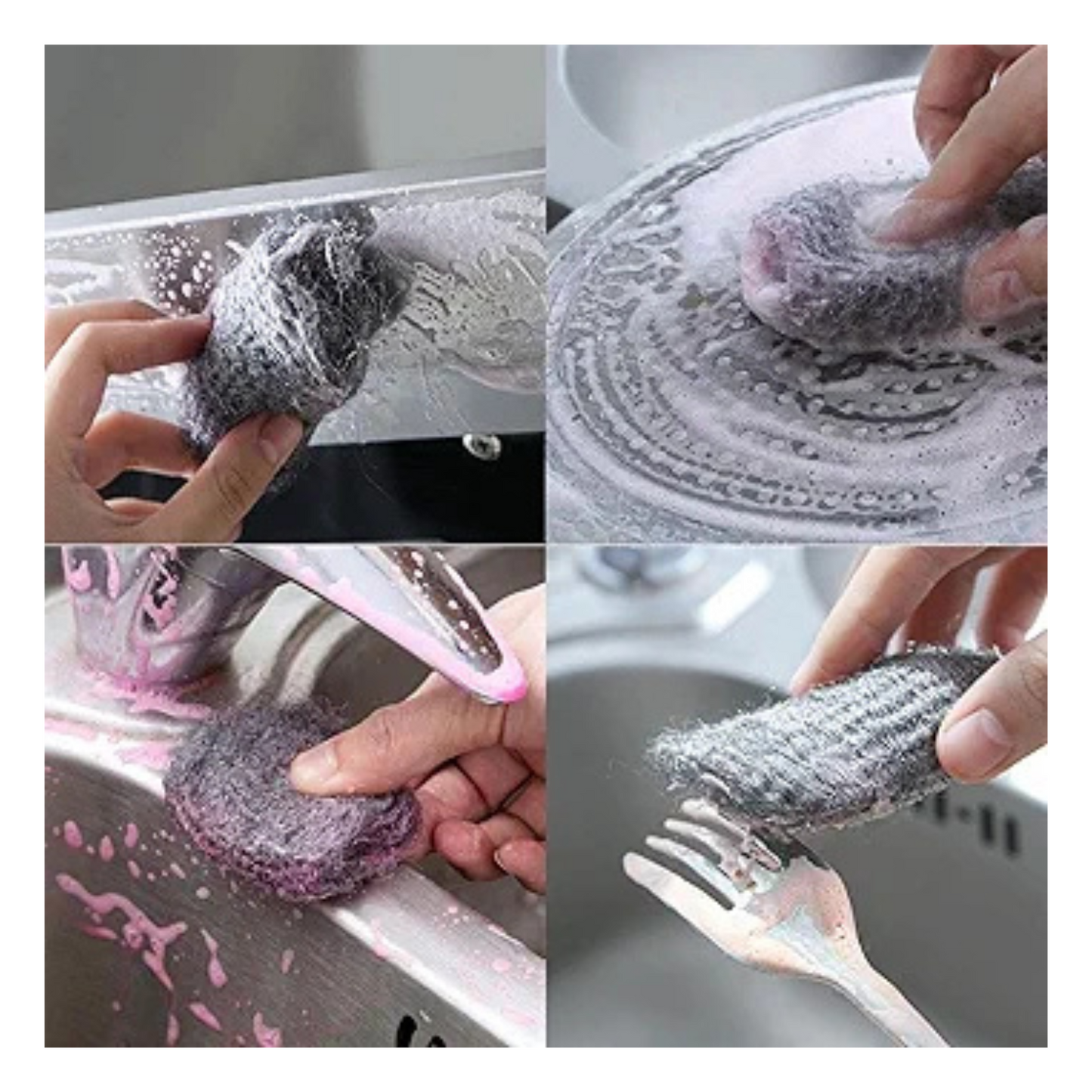 Estropajo Virutilla de Metal Almohadillas Relleno de Jabón de Lana Acero 6 piezas Resistentes 6x8cm