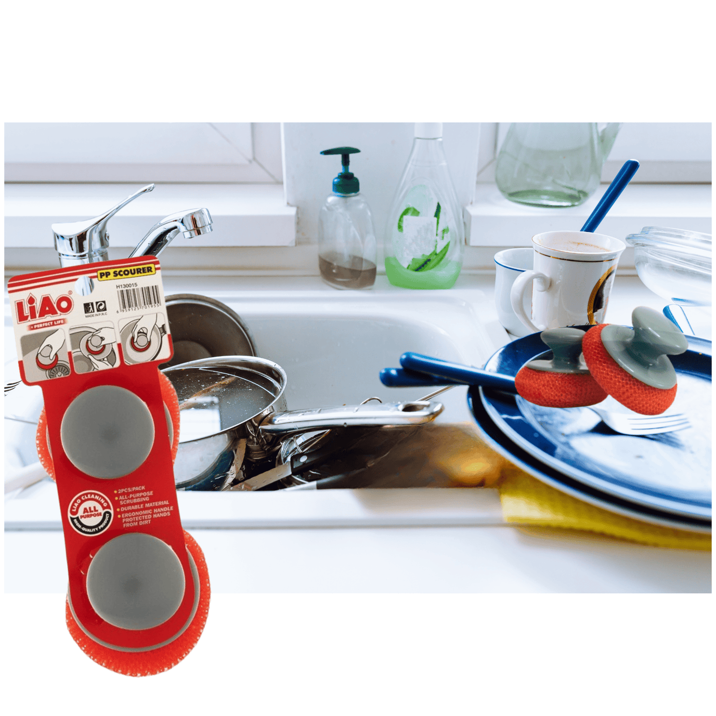 Set 2 Estropajos Esponja con Mango plástico