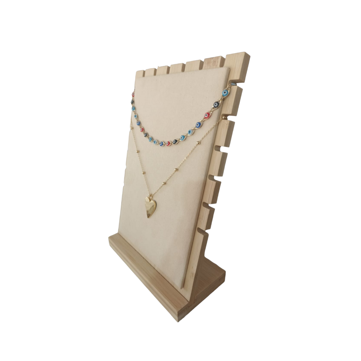 Exhibidor Expositor de Joyas Cadenas Collares De Madera y Terciopelo Venzhop