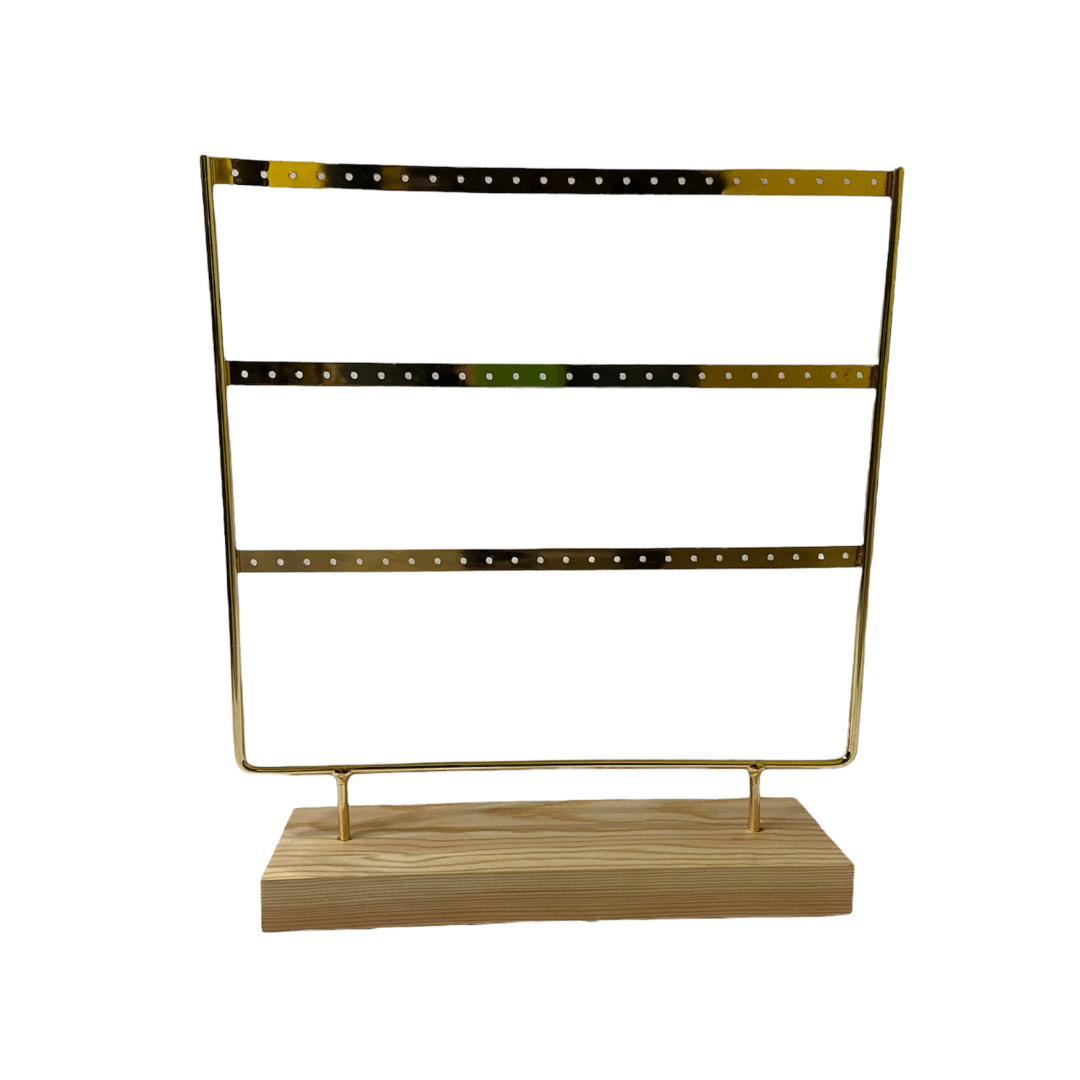 exhibidor de aros dorado metal