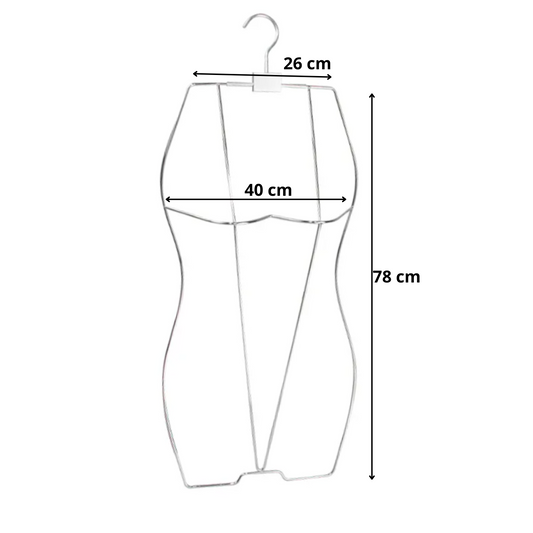 Exhibidor Torso Colgador de Lencería y Trajes de Baño - Metal plateado