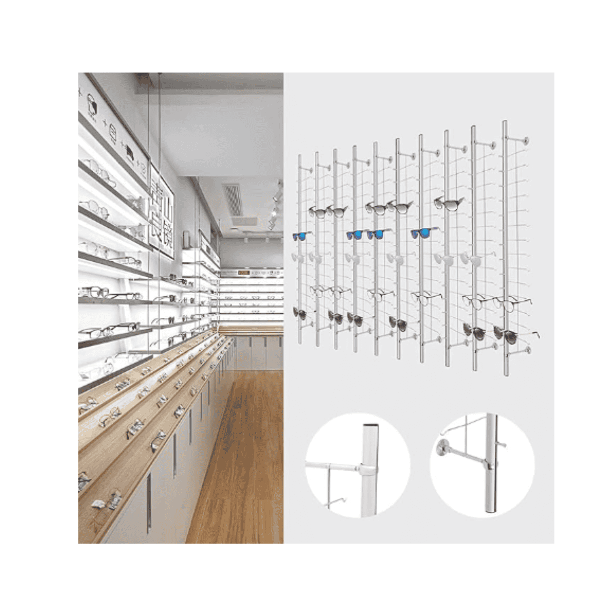 Exhibidor De 14 Lentes Gafas Pared Con llave