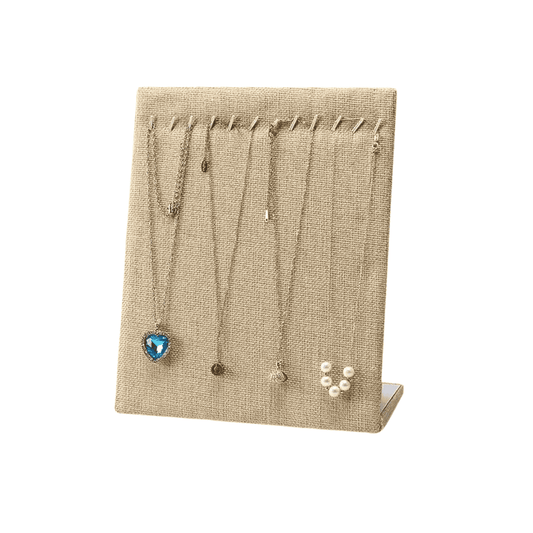 Exhibidor Collares Cadenas de Tela Lino Beige