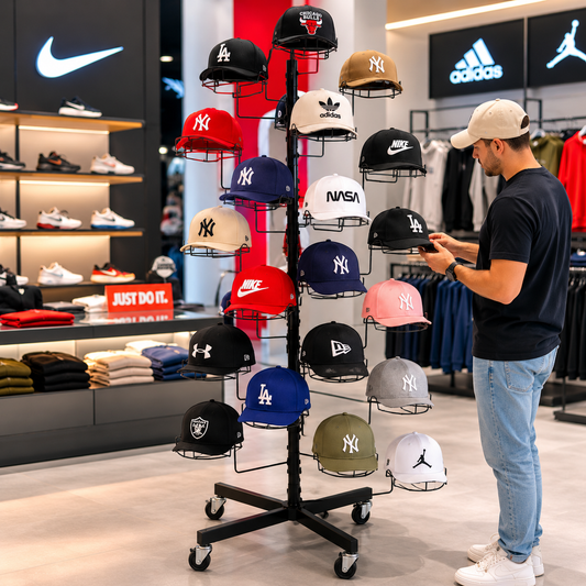 Perchero Exhibidor Para 22 Jockyes De Metal Negro Ajustable