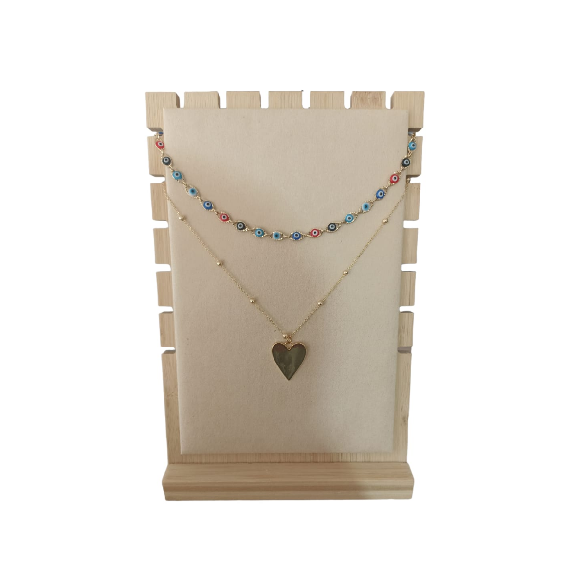 Exhibidor Expositor de Joyas Cadenas Collares De Madera y Terciopelo Venzhop