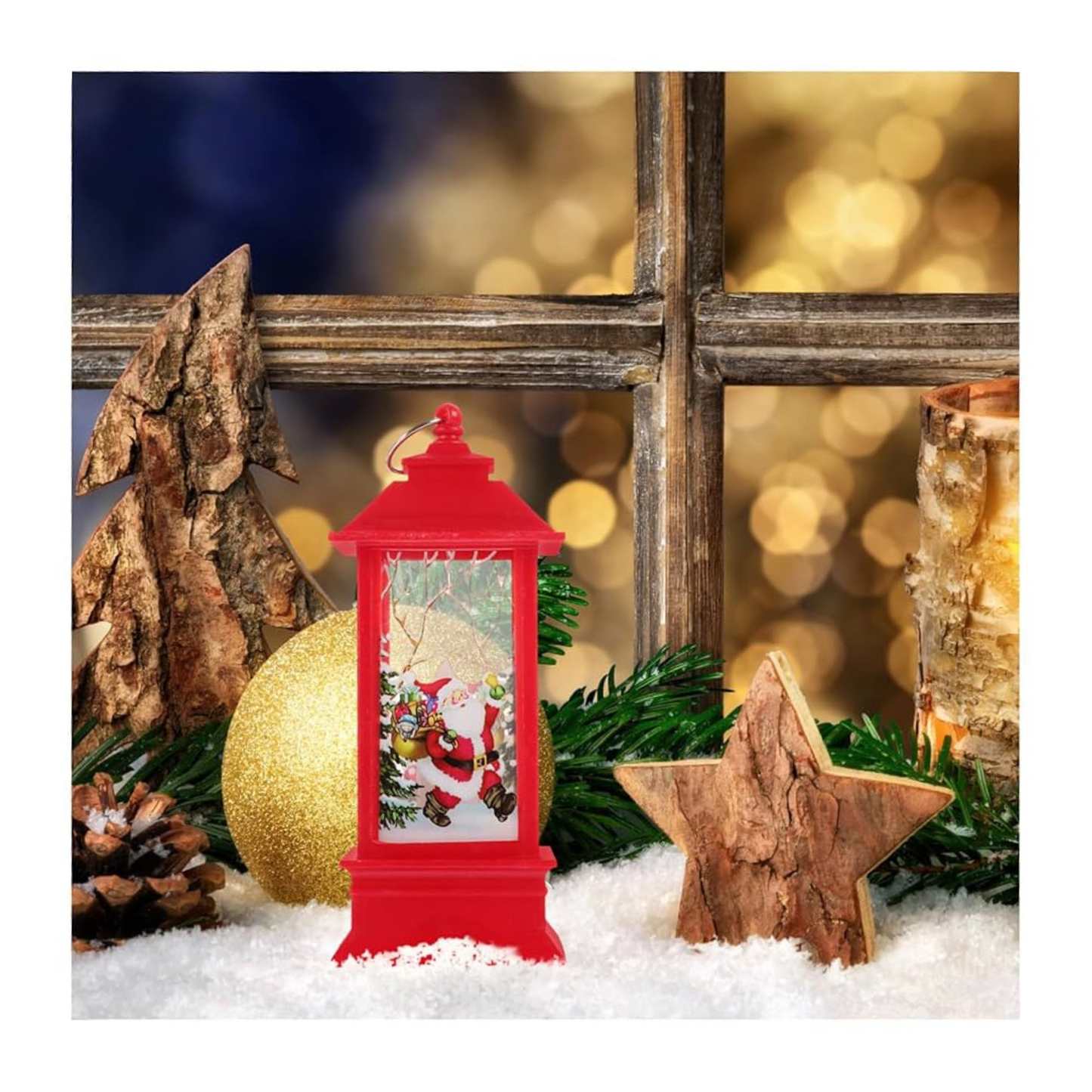 Farol Navideño Decorativo con Luces LED Adornos de Navidad