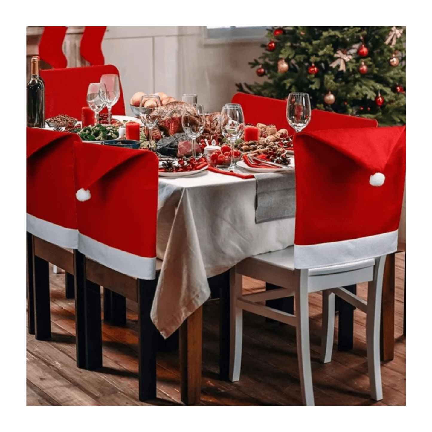Fundas Cubre Sillas Decorativas Navideñas Gorro Viejo Pascuero