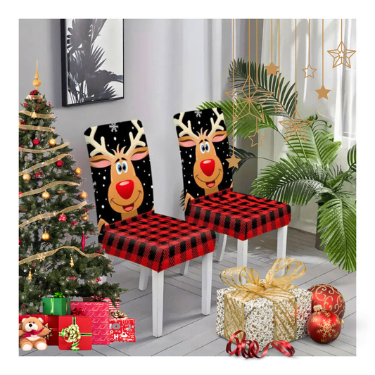 Fundas Cubre Sillas de Comedor  Elásticas con Diseño Navideño X2Unds
