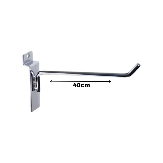 Gancho  Panel Rack Ranurado Metal Cromado 40cm