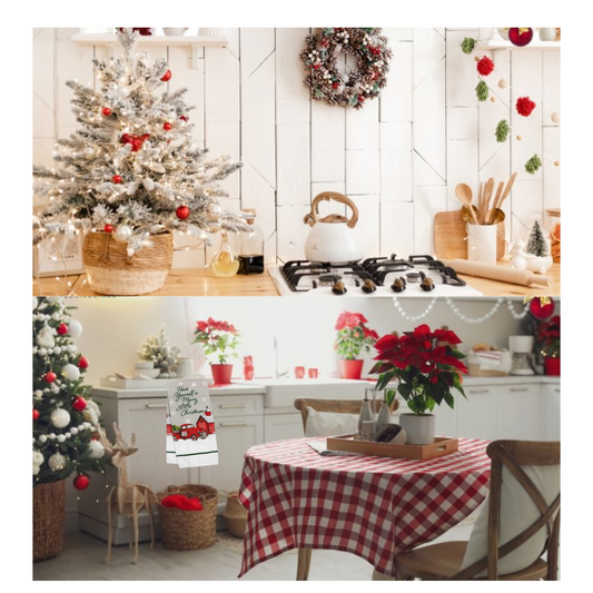 Kit de Paño de Cocina Soporte Ollas y Guante Diseño Navideño