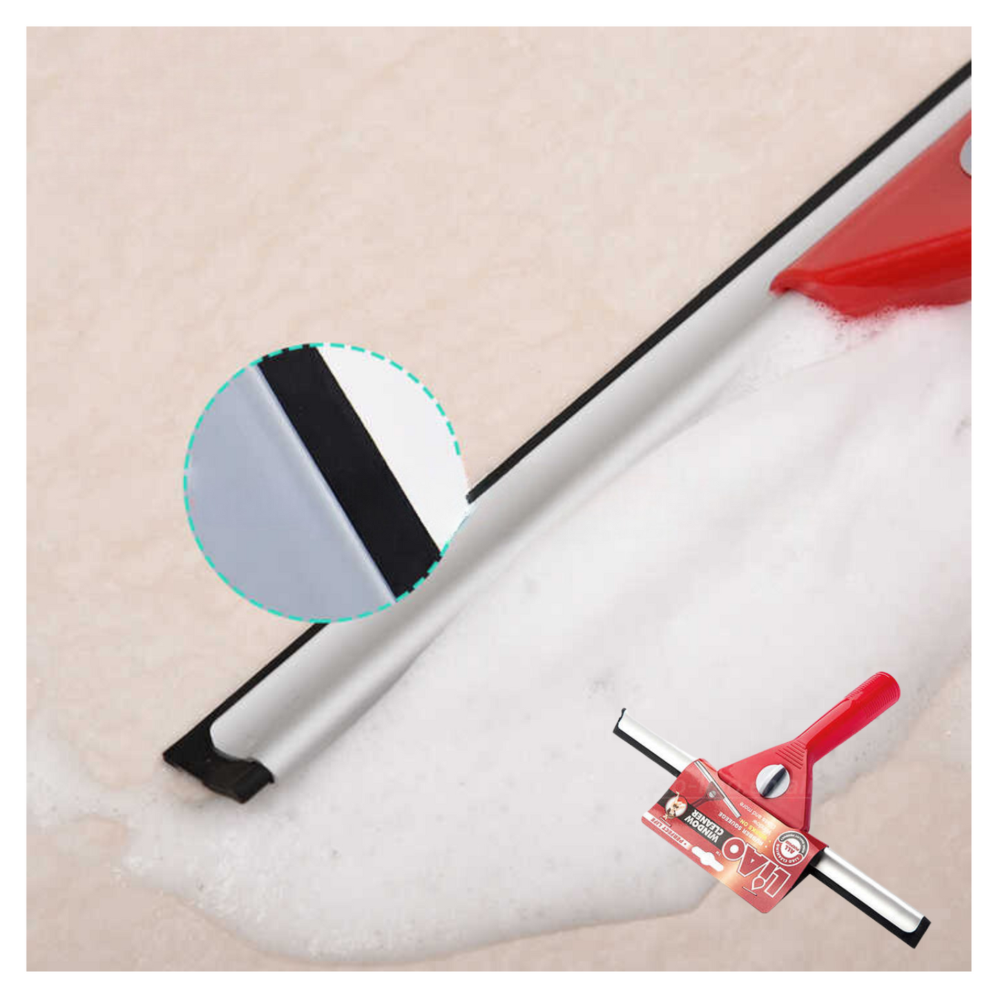 Limpia Parabrisas Ventanas Espejos Plumilla Limpiador con Escurridor de Goma 35x17.5cm