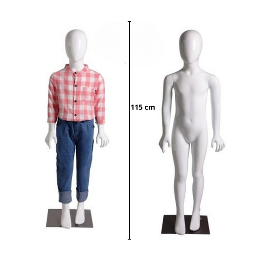 Maniquí exhibidor De Niño Cuerpo Completo Blanco 115 Cm