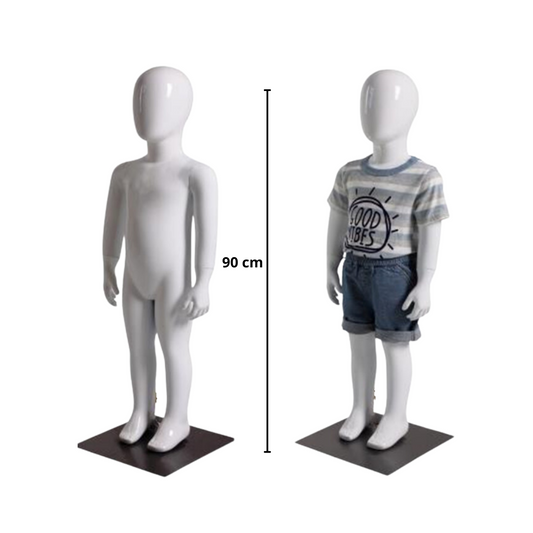 Maniquí De Niño Cuerpo Completo exhibidor Blanco 90 Cm