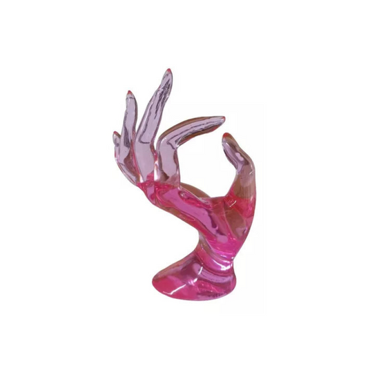 Mano Exhibidora Anillos Joyeria Acrílico Color Rosa