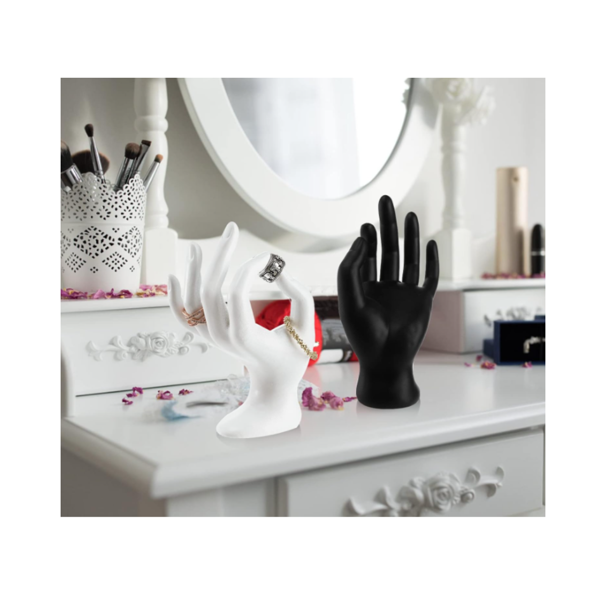 Mano Exhibidora De Anillos joyas Acrílico Color Negro