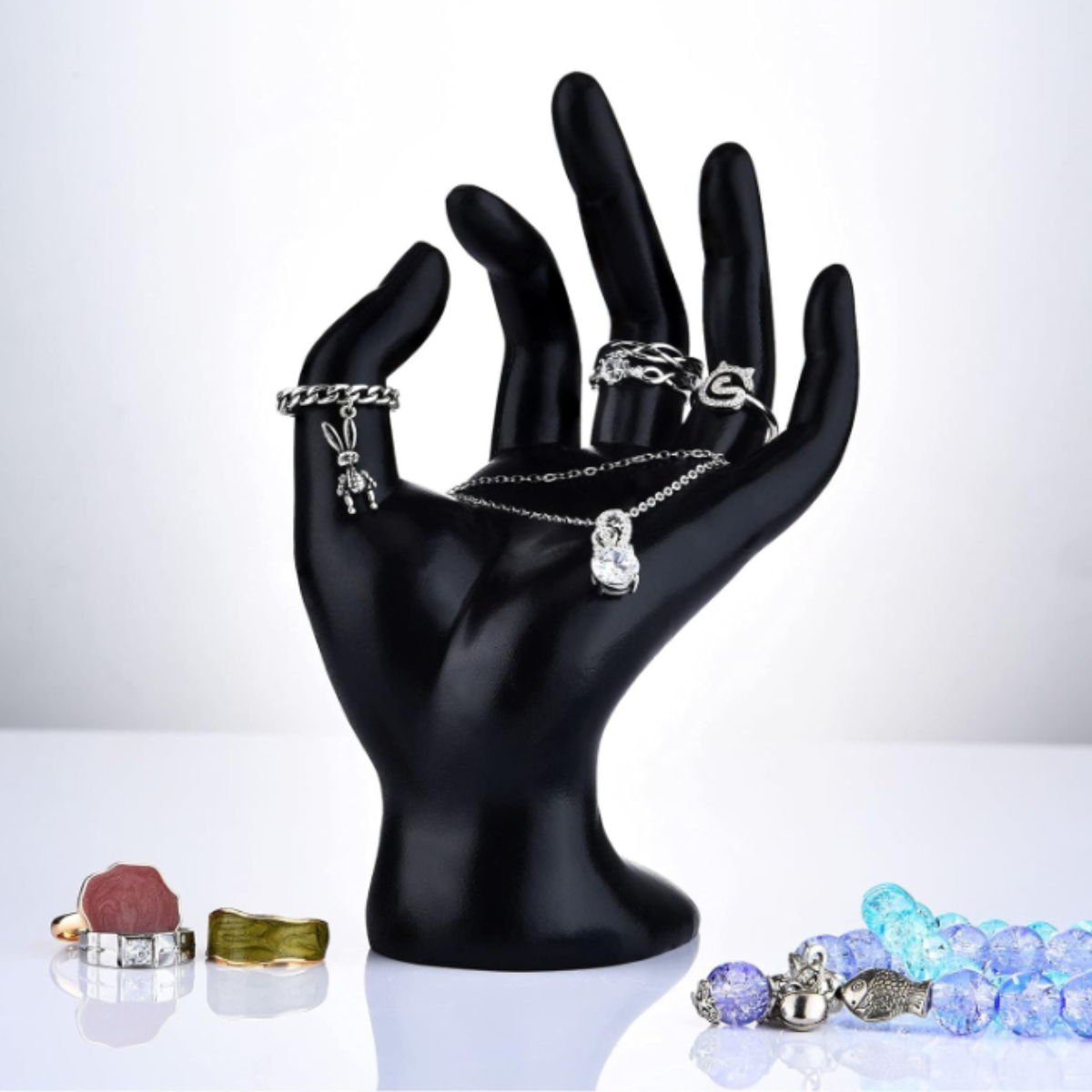 Mano Exhibidora De Anillos joyas Acrílico Color Negro