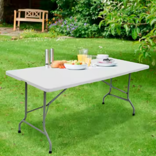 Mesa blanca plegable portatil multiuso camping 1,80 mt