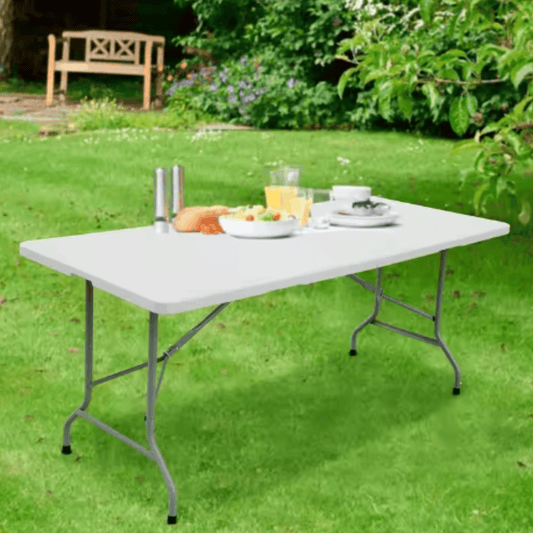 Mesa blanca plegable portatil multiuso camping 1,80 mt