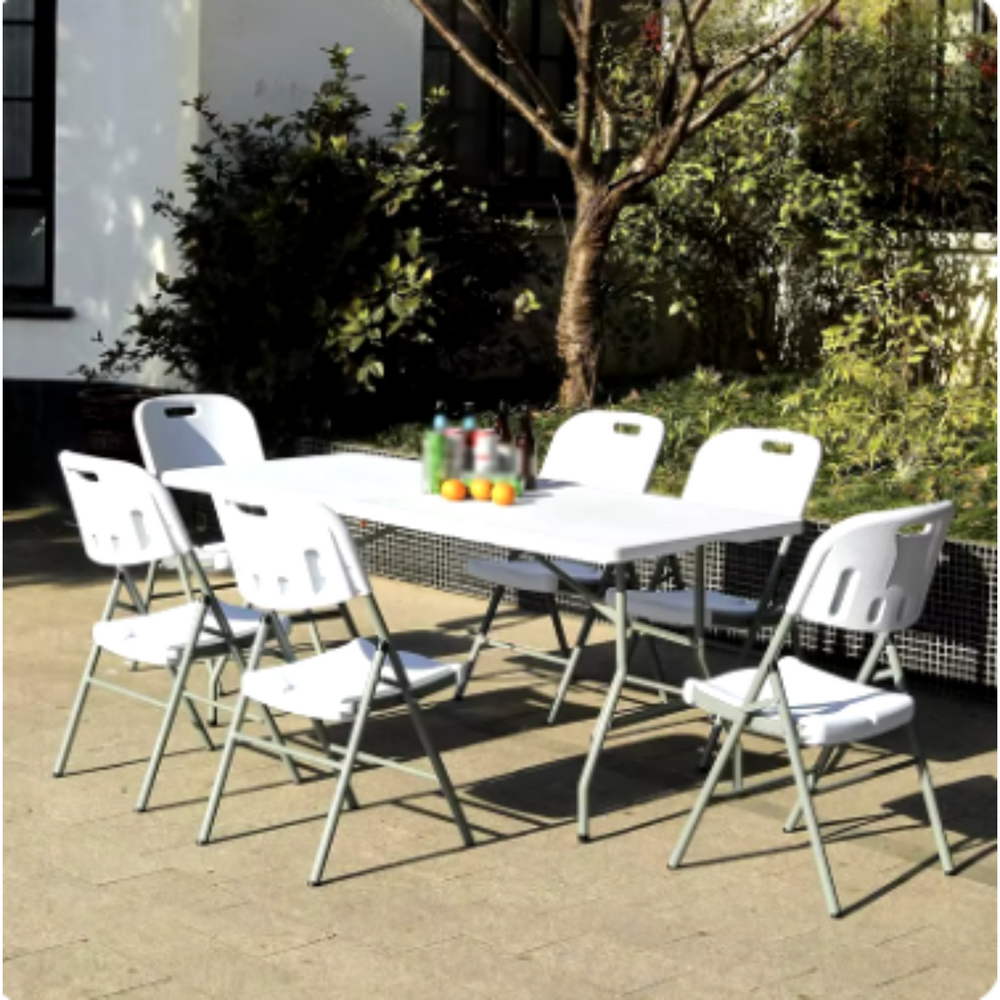 Mesa blanca plegable portatil multiuso camping 1,80 mt