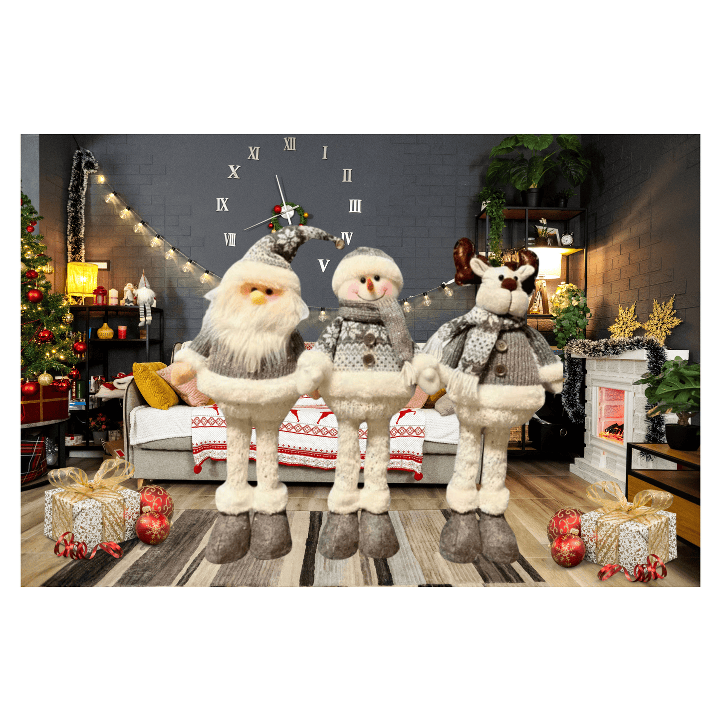 Muñecos Patas Largas Plegables Adornos Navideños 86cm