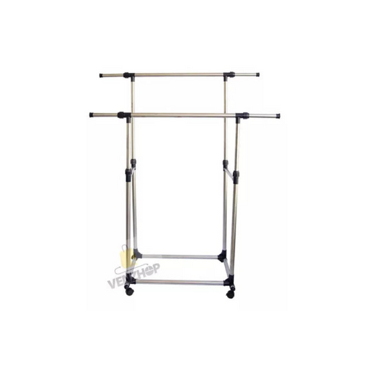 Perchero de ropa Exhibidor Doble De Metal Con Ruedas