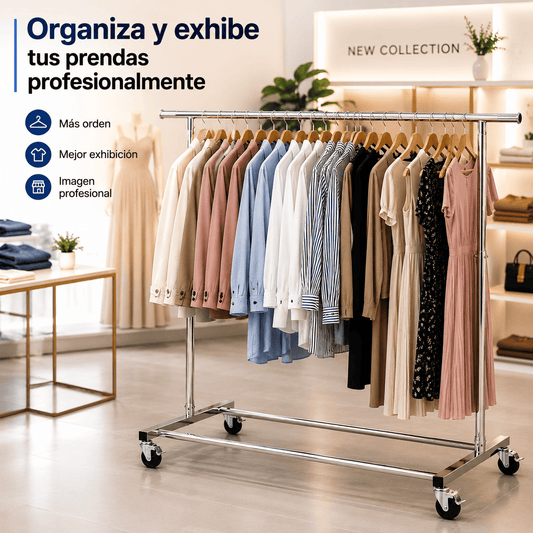 Perchero Colgador Organizador Metálico Con Ruedas
