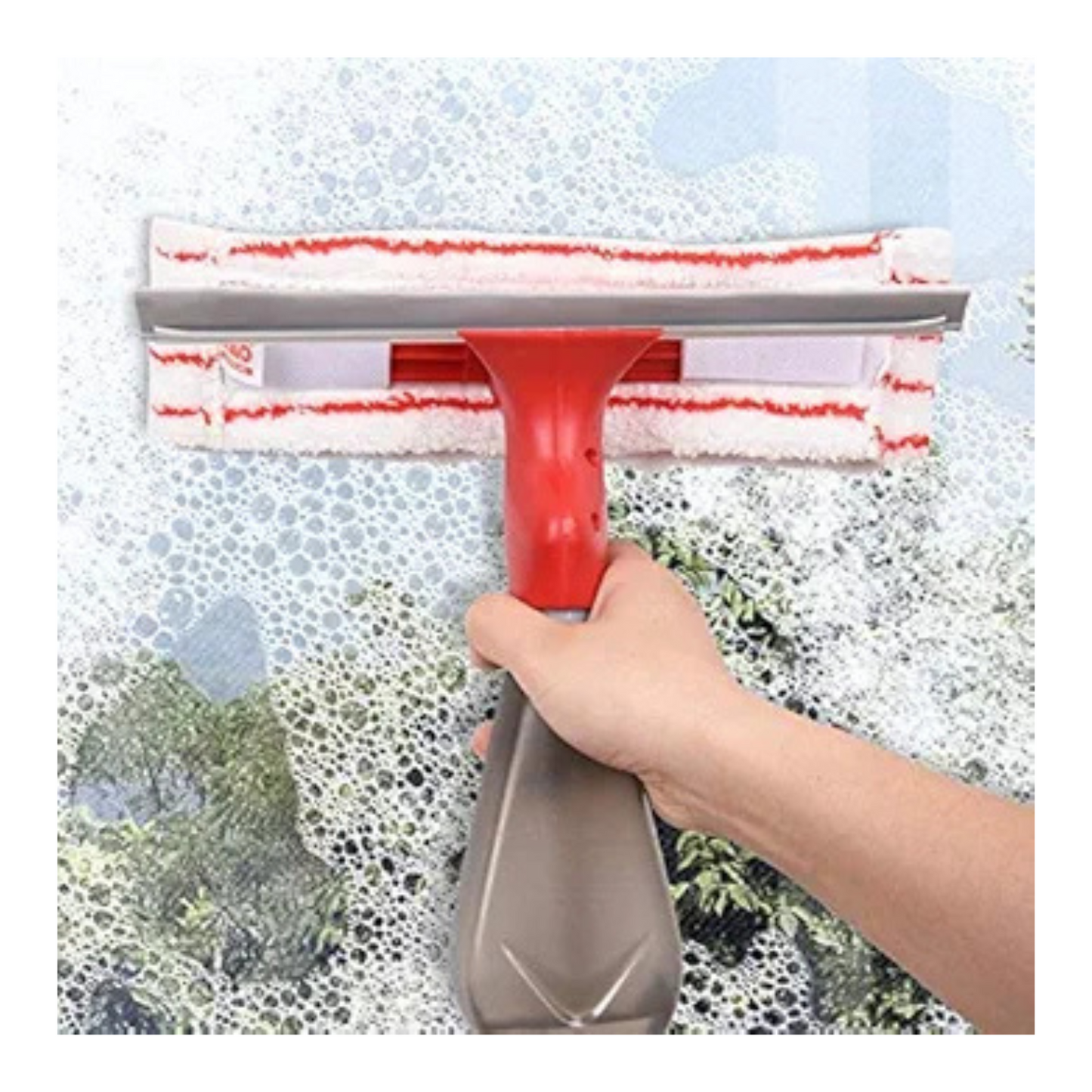 Limpia Vidrios Ventanas Espejos 3en 1 Jalador Spray Botella Paño Microfibra 25x27cm