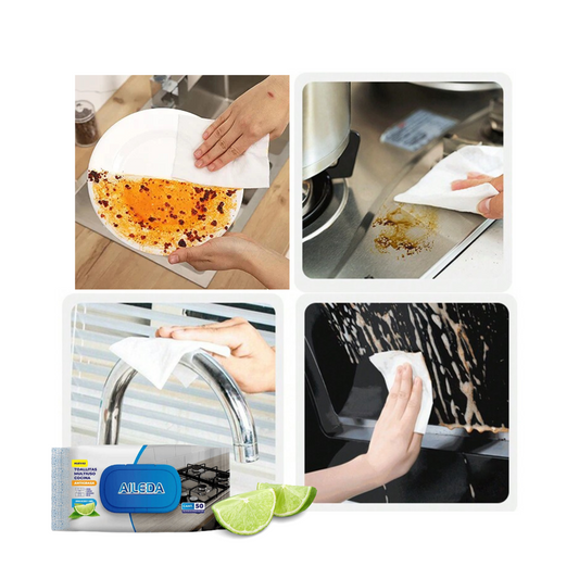 Toallitas Húmedas Antigrasa para Cocina - 50 Und Limón