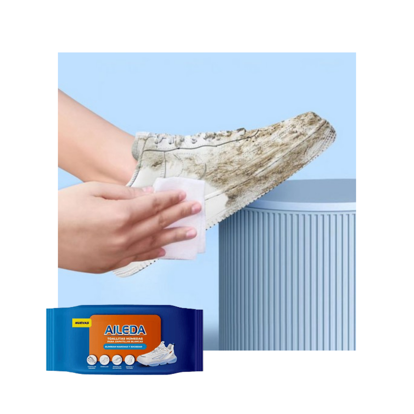 Toallitas Húmedas limpiadoras para Zapatillas Blancas 10Und