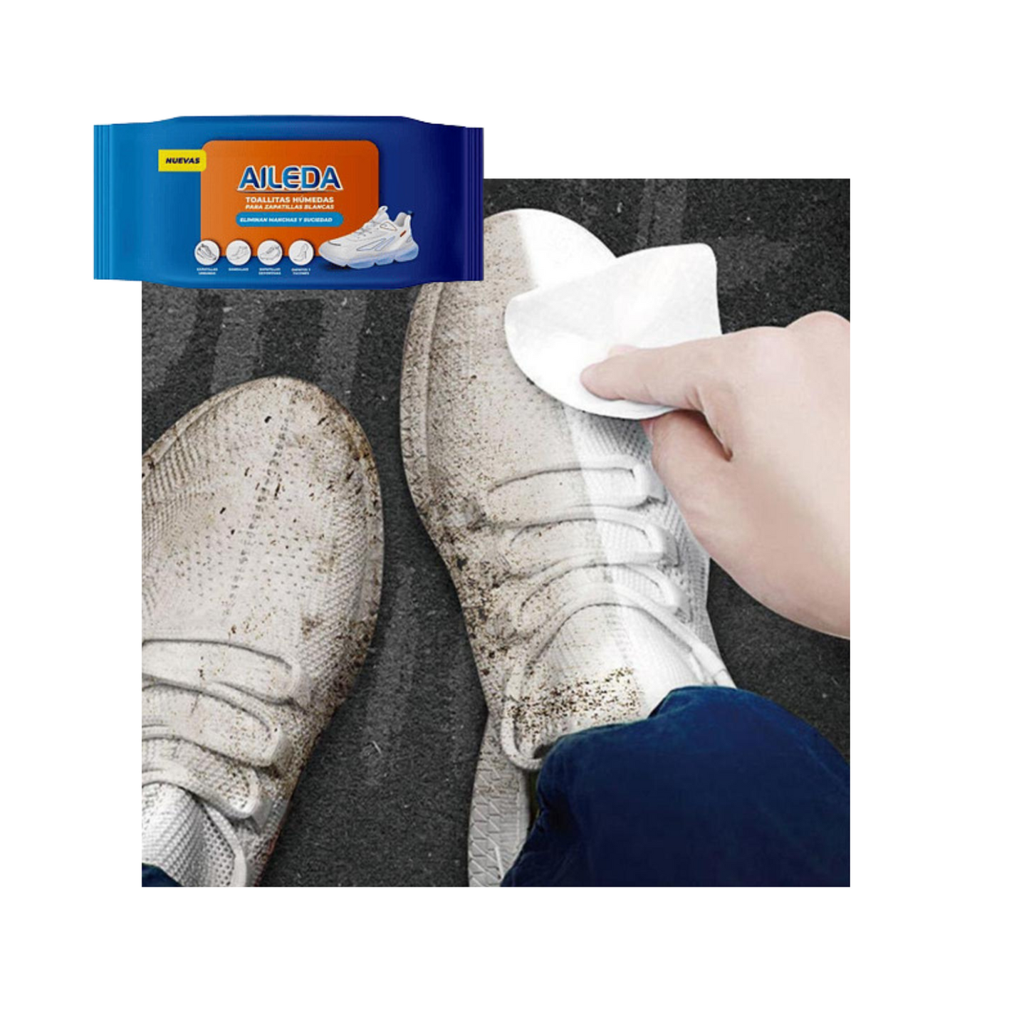 Toallitas Húmedas limpiadoras para Zapatillas Blancas 10Und