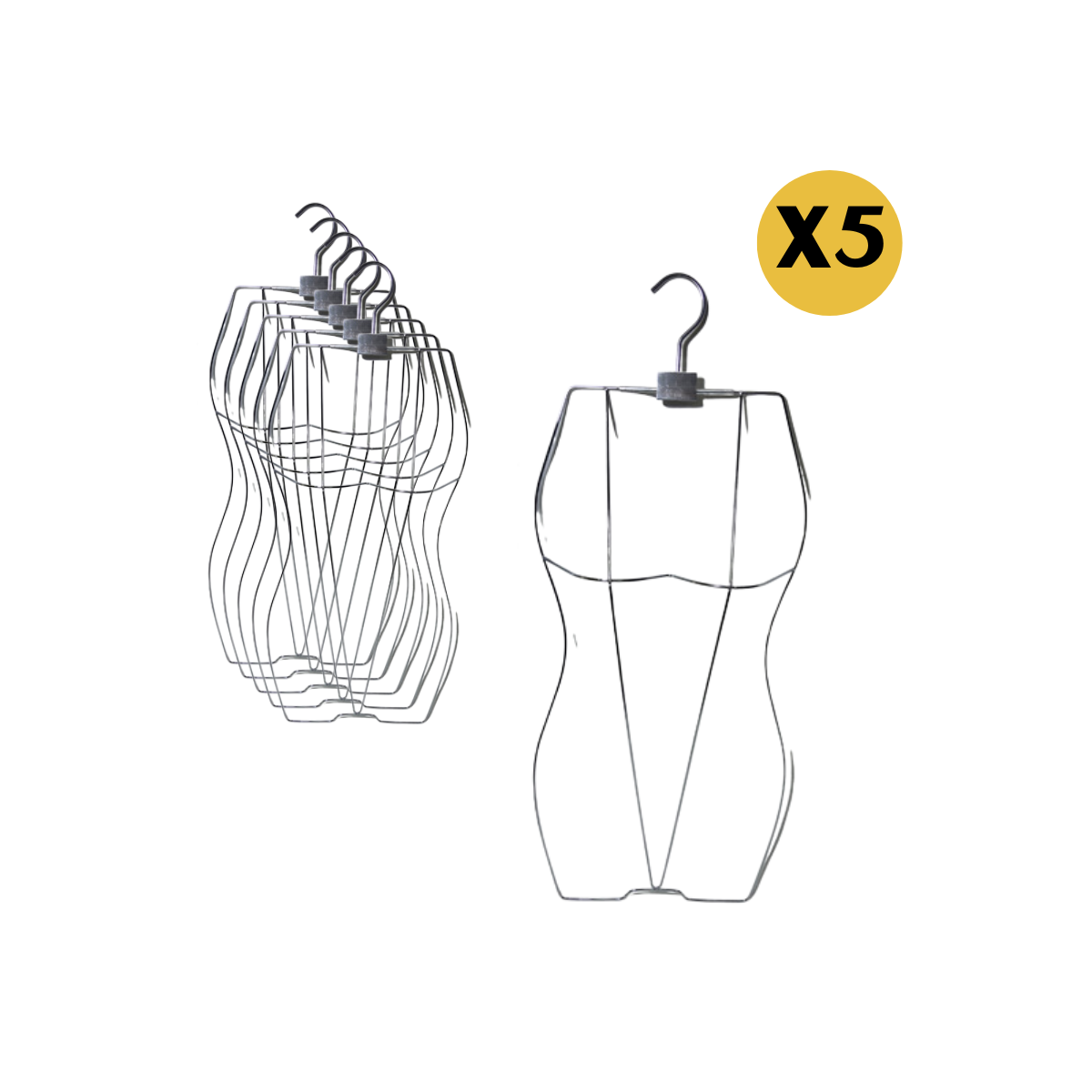 Exhibidor Torso Colgador de Lencería y Trajes de Baño - Metal plateado